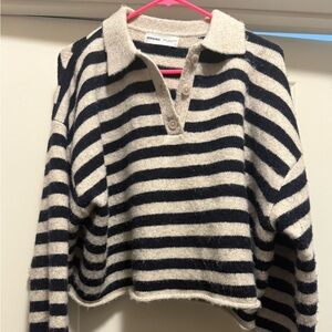 Bershka Black and Cream Striped Knit